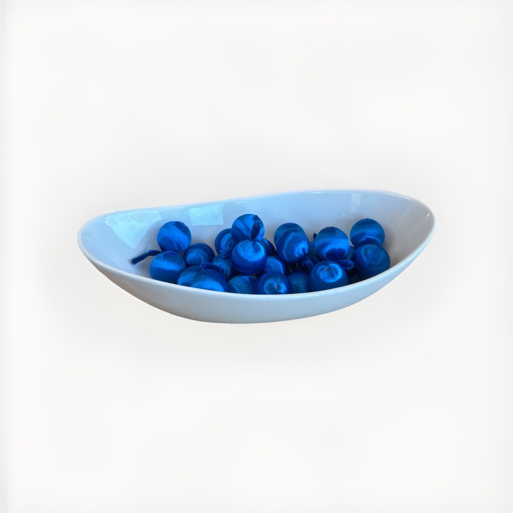 Vintage Blue Shiny‎ Satin Styrofoam Christmas Tree Ornaments Lot Of 23